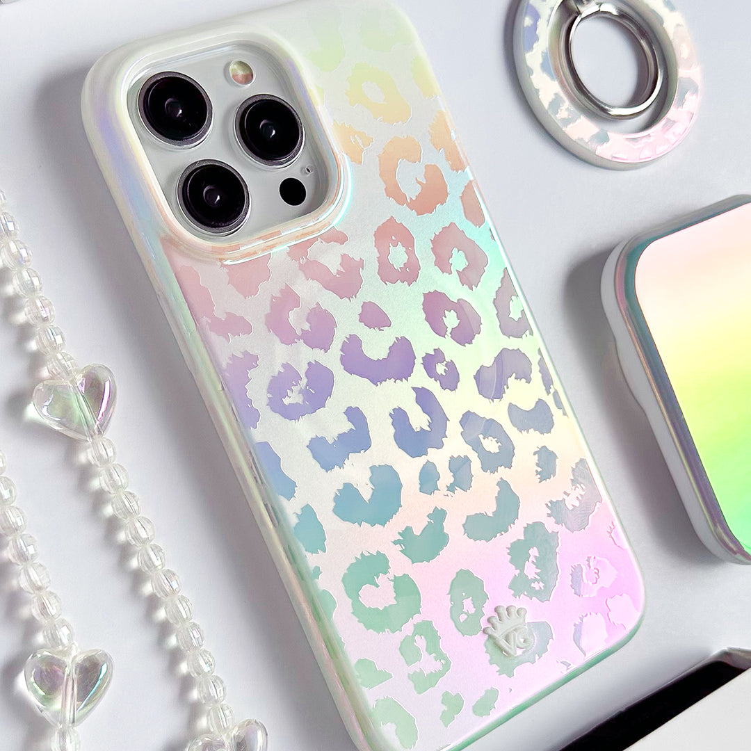 White Opal Leopard iPhone Case