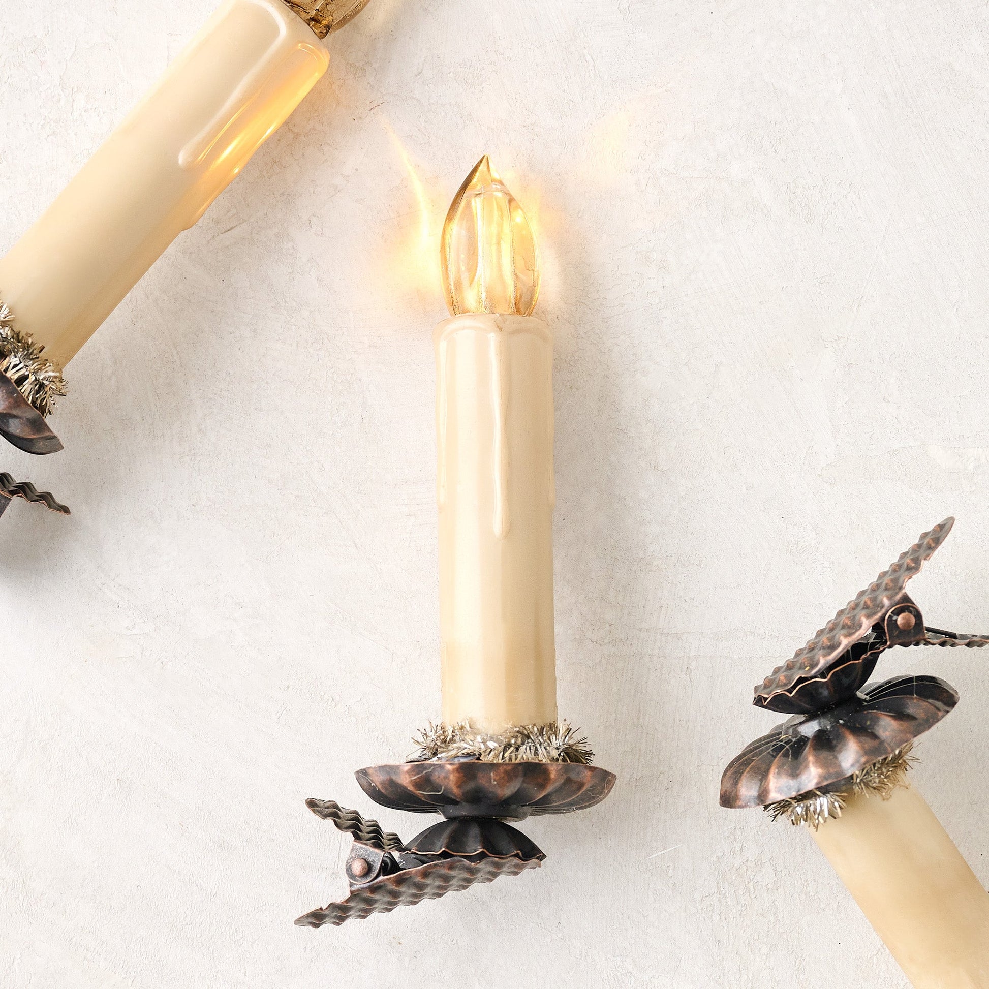 Vintage-Inspired LED Light Candle Clip Ornament, Set of 6