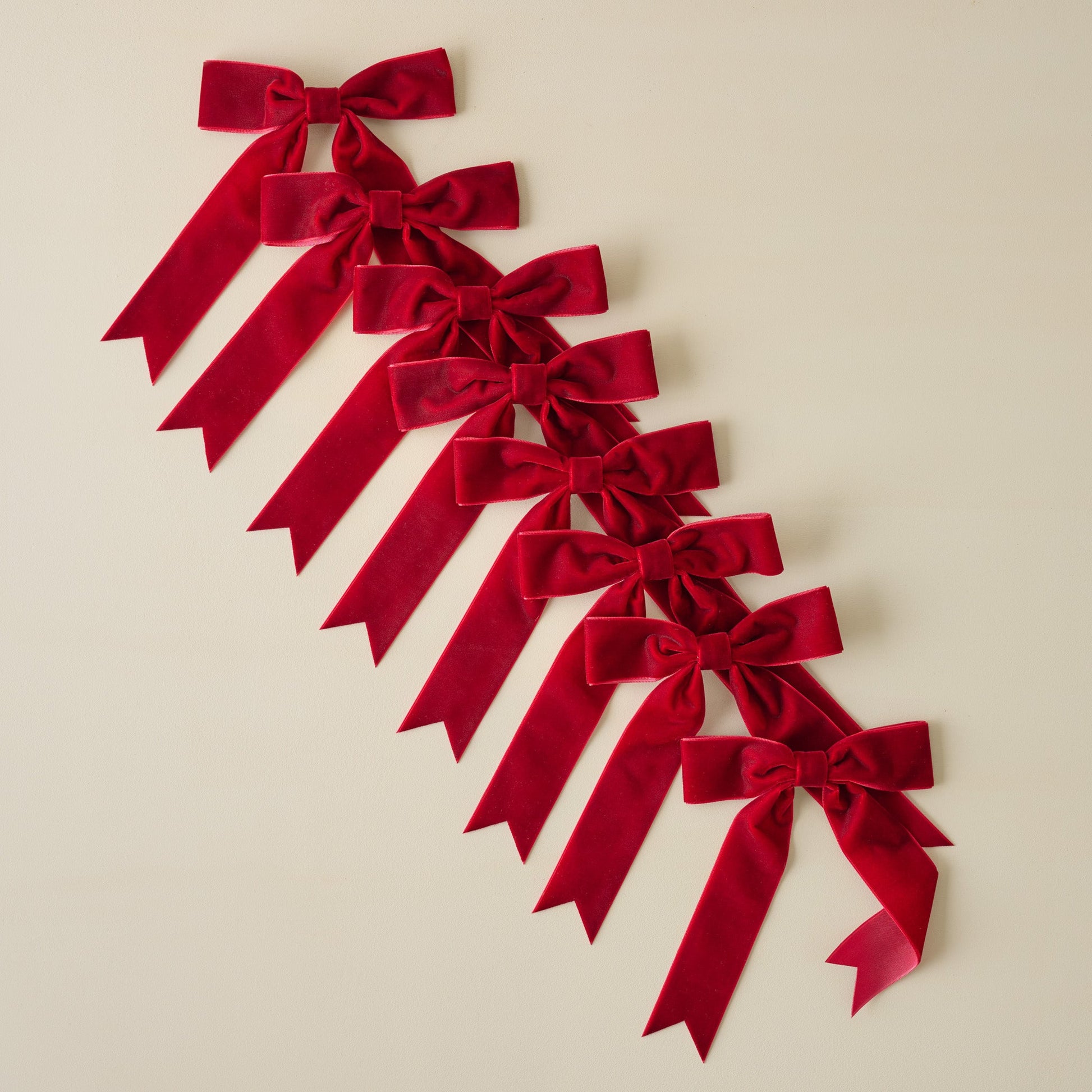 Velvet Bow Ornament Clip, Set of 8