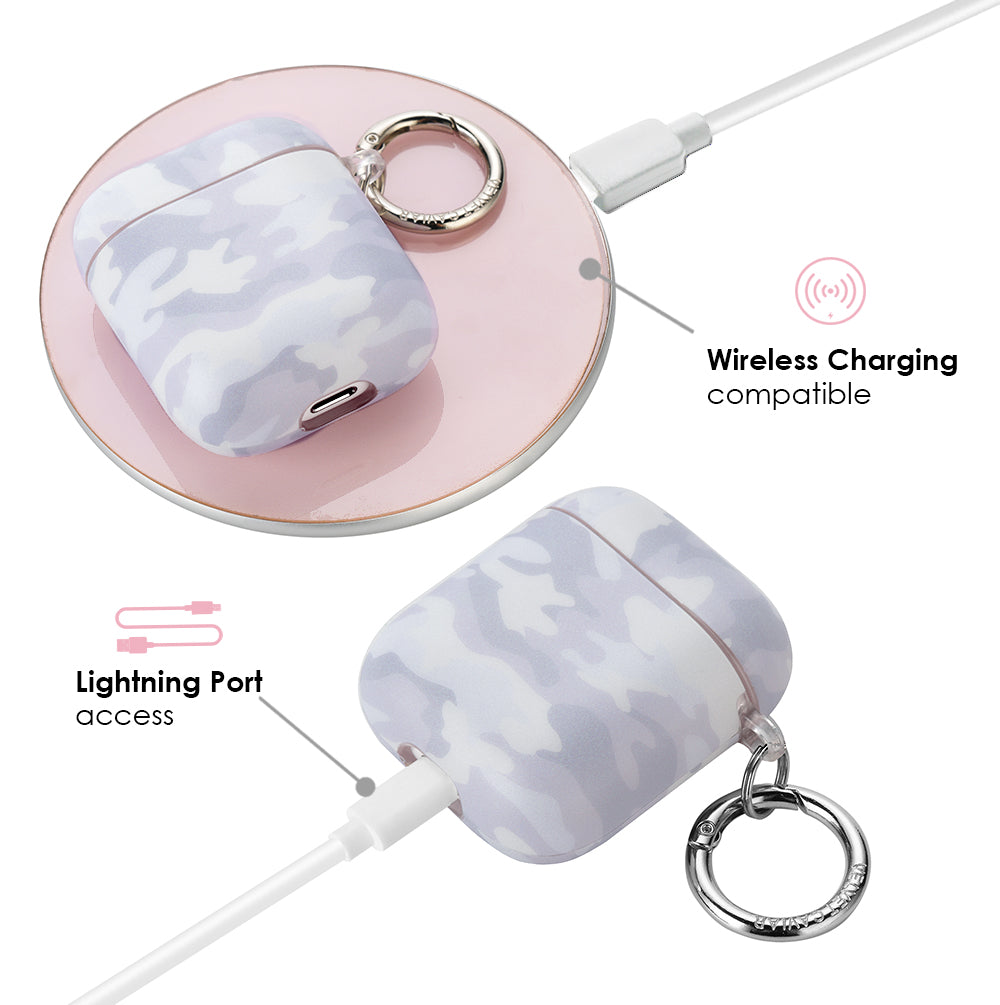 White Clouds Camo Airpods Case