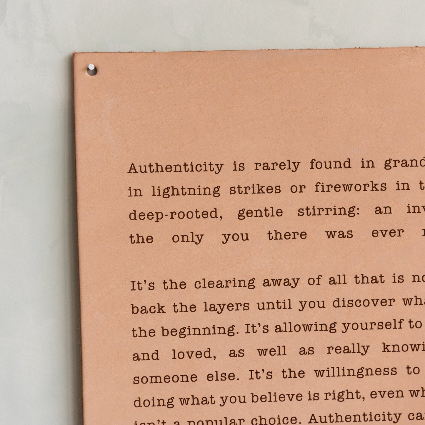 Authenticity Leather Sign