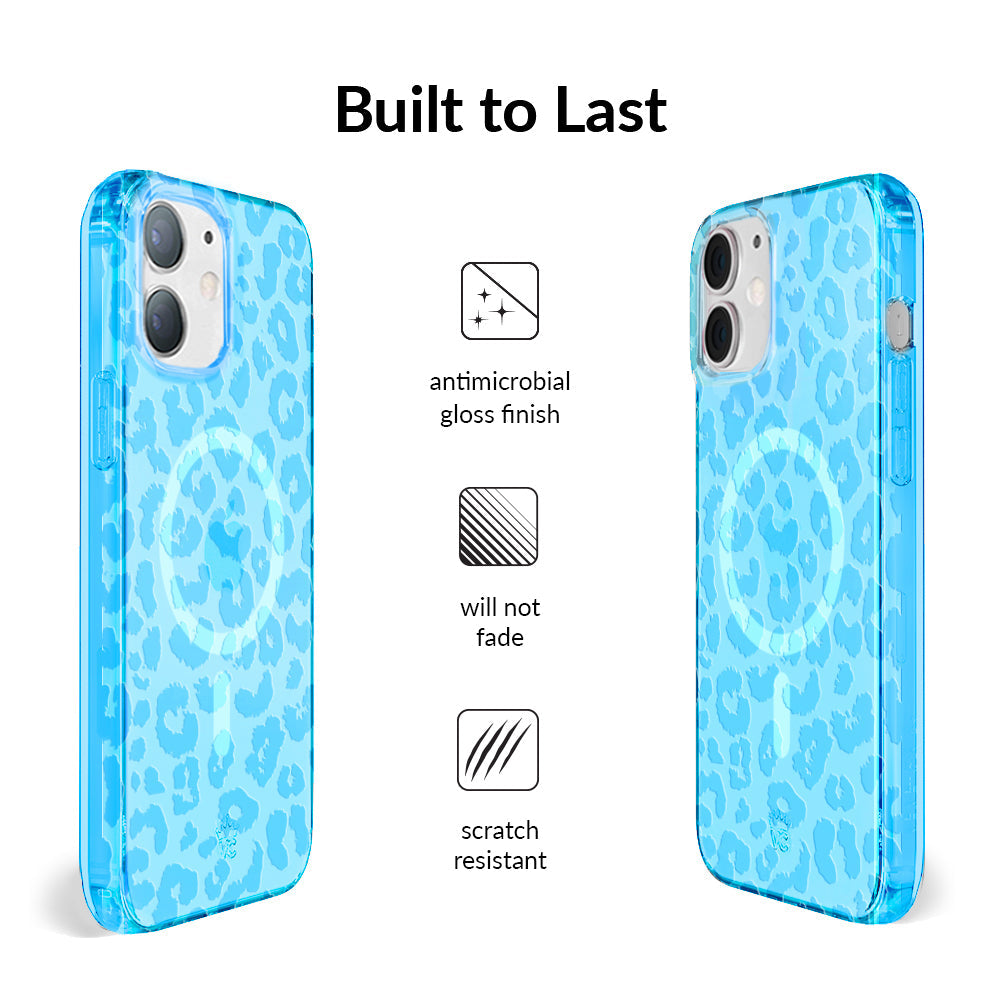 Aqua Blue Leopard iPhone Case