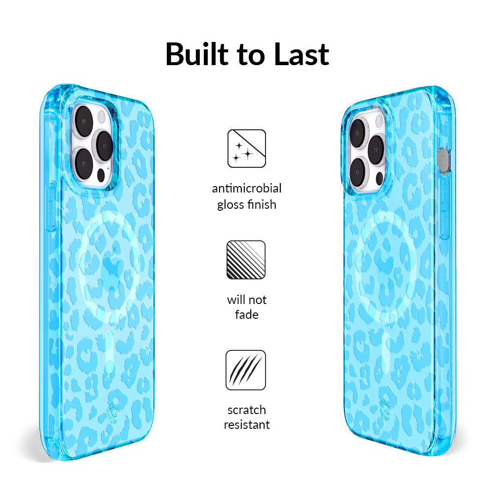 Aqua Blue Leopard iPhone Case