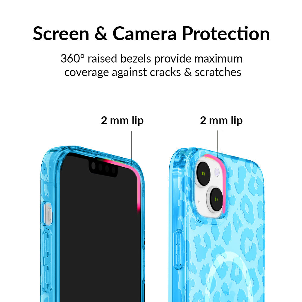 Aqua Blue Leopard iPhone Case