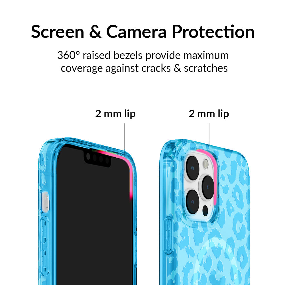 Aqua Blue Leopard iPhone Case