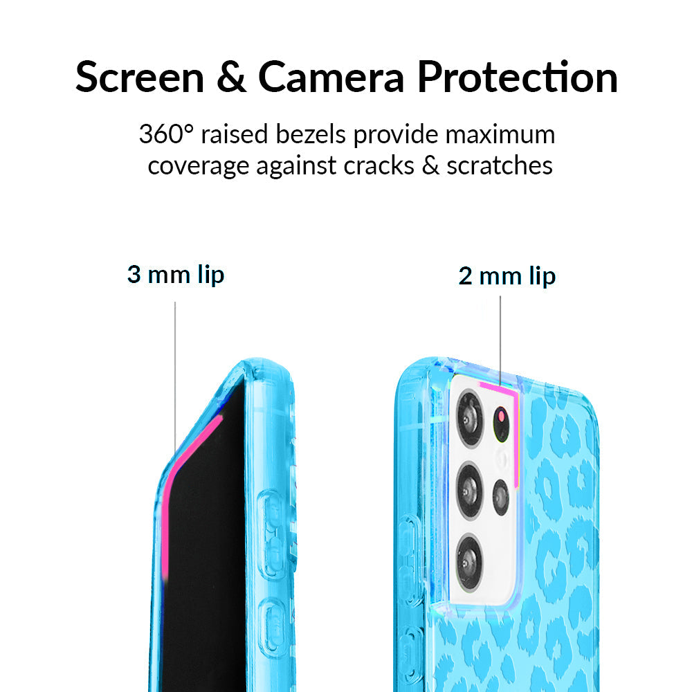 Aqua Blue Leopard Samsung Case