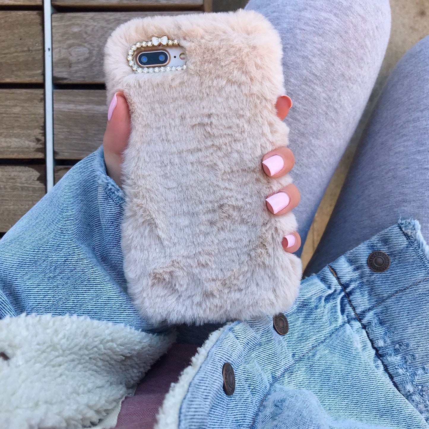 Beige Faux Fur iPhone Case