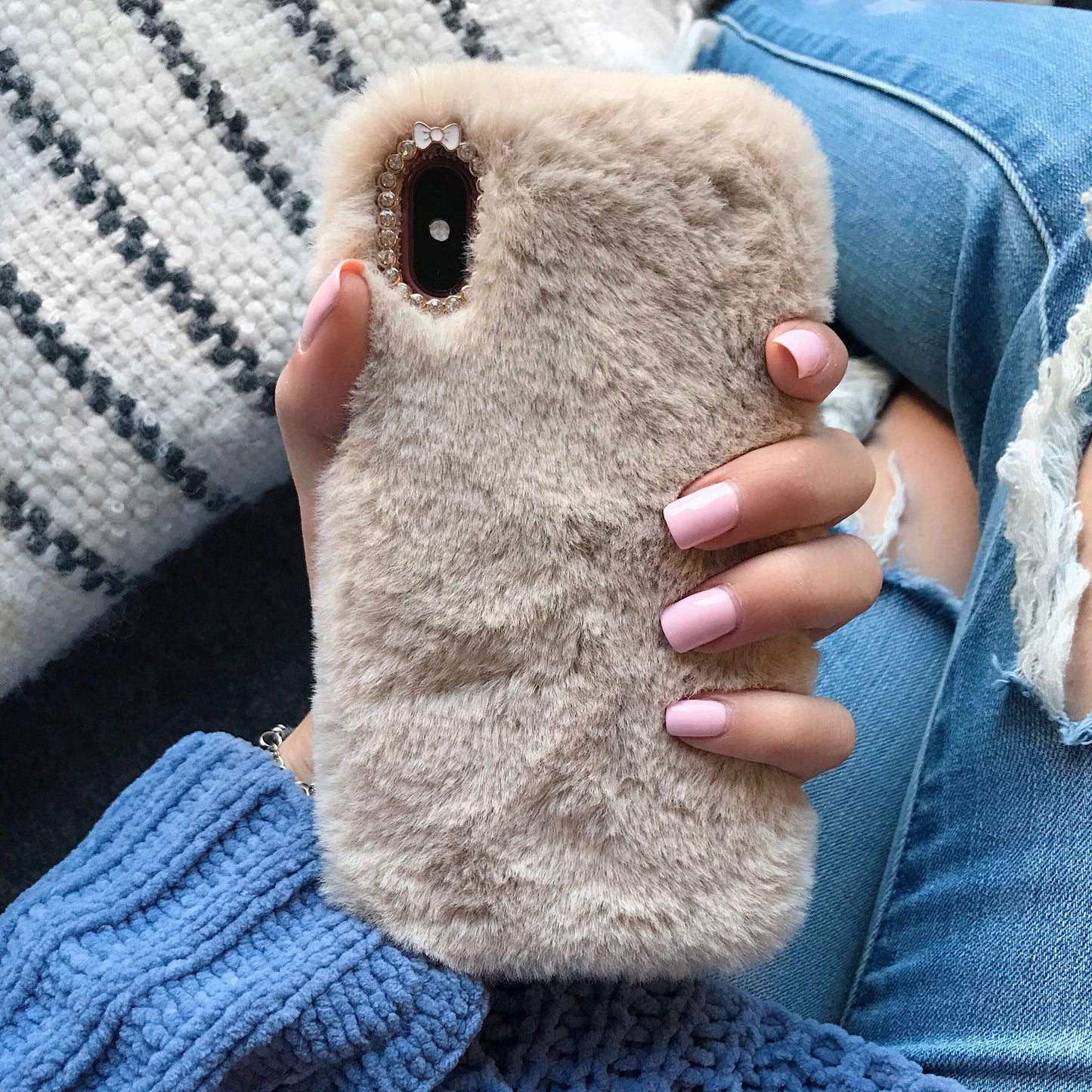 Beige Faux Fur iPhone Case