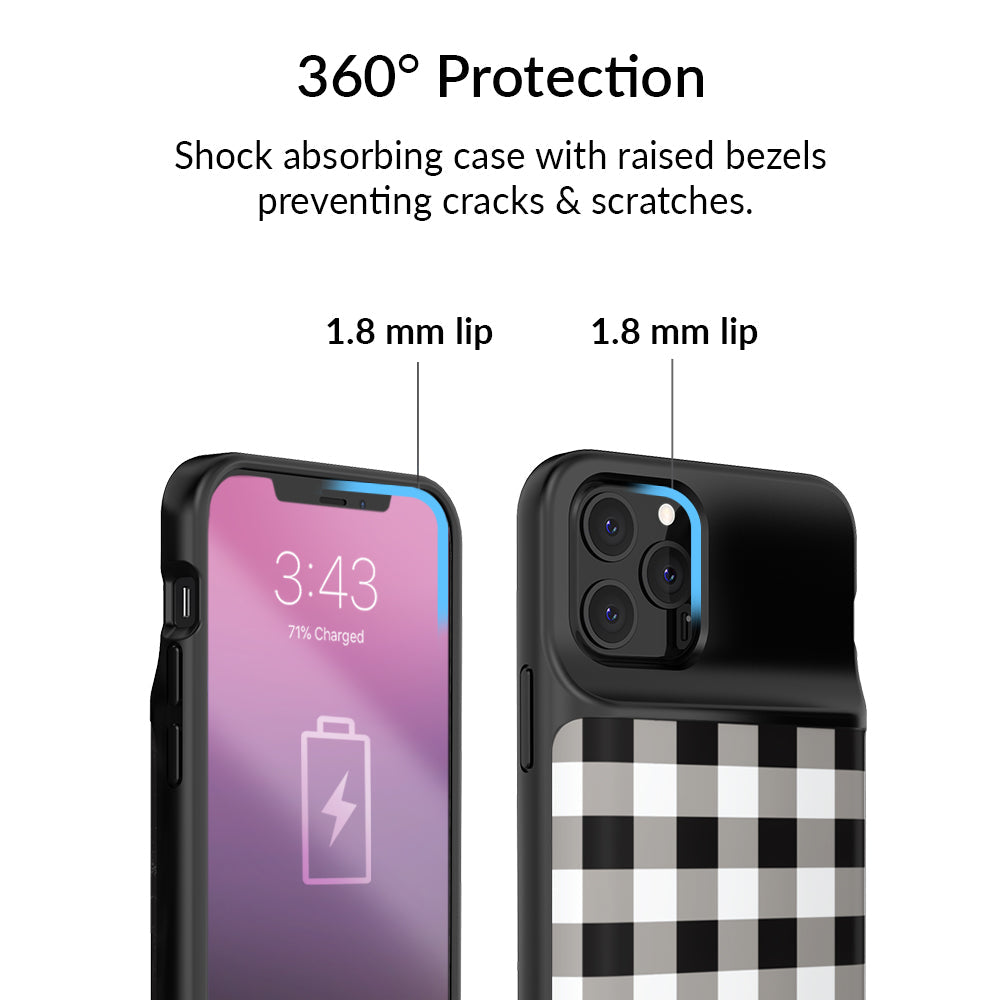 Black Gingham iPhone Charging Case