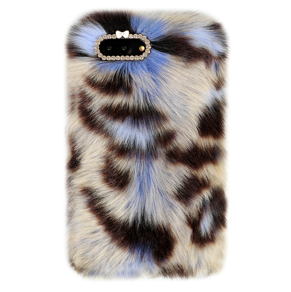 Blue Leopard Faux Fur iPhone Case