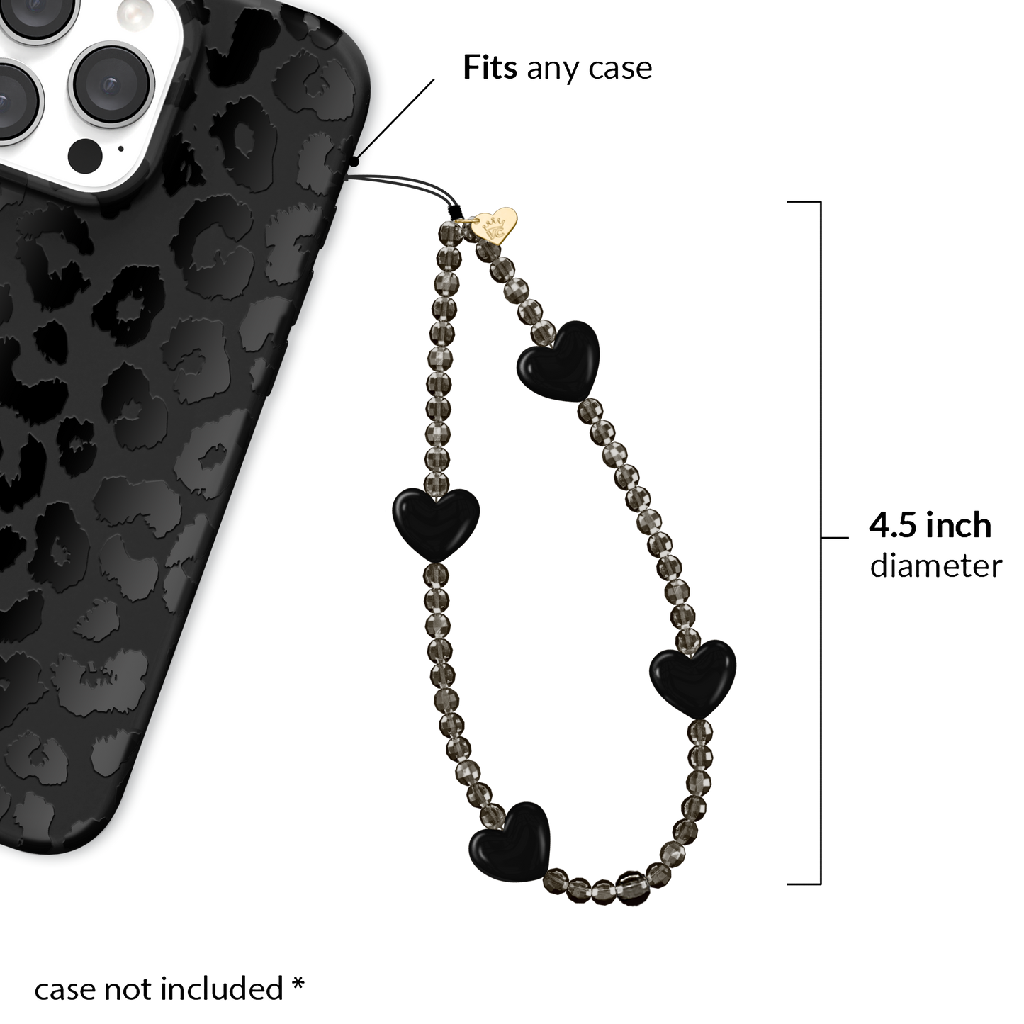 Black Heart Phone Charm