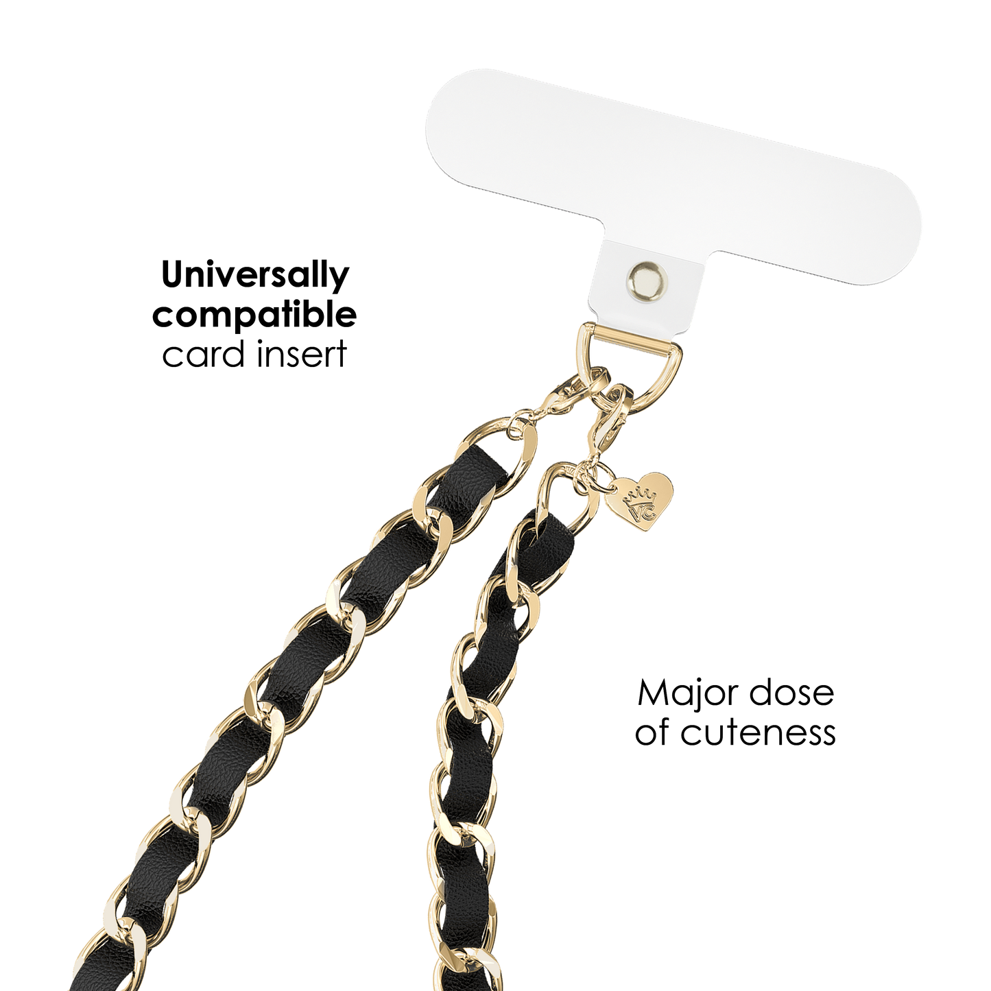 Black Leather Chain Phone Charm