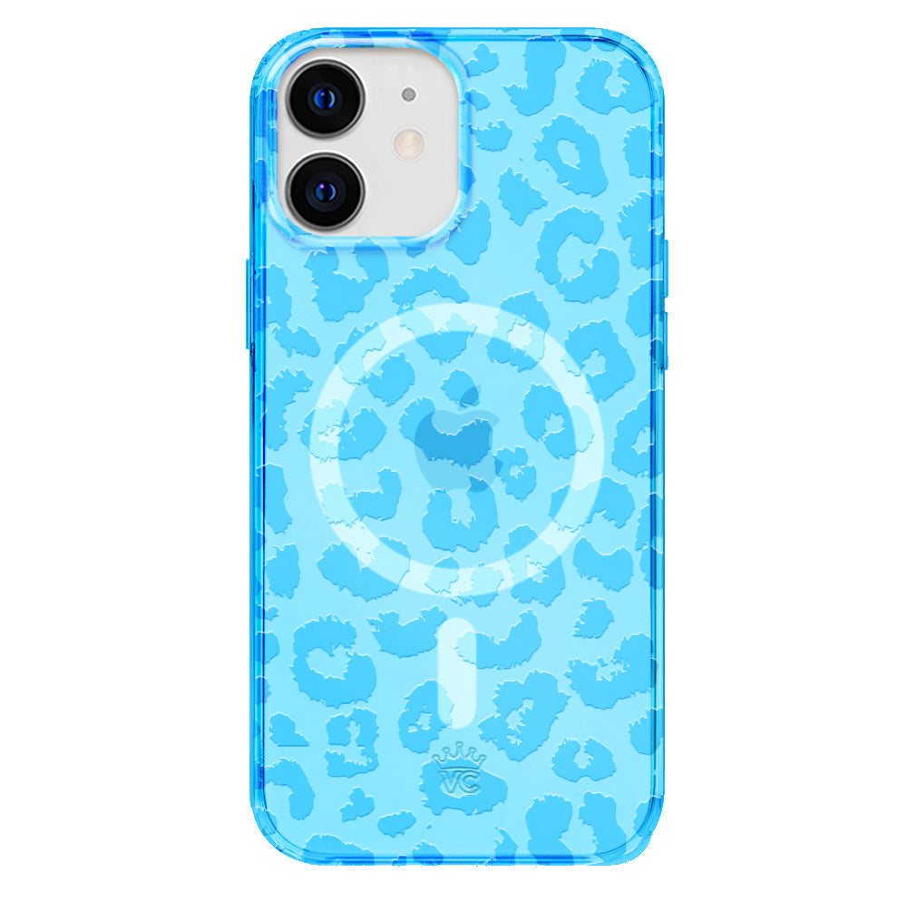 Aqua Blue Leopard iPhone Case