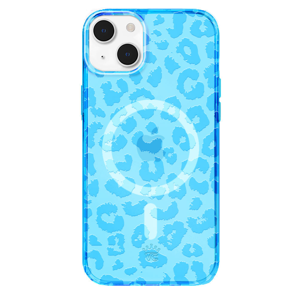 Aqua Blue Leopard iPhone Case