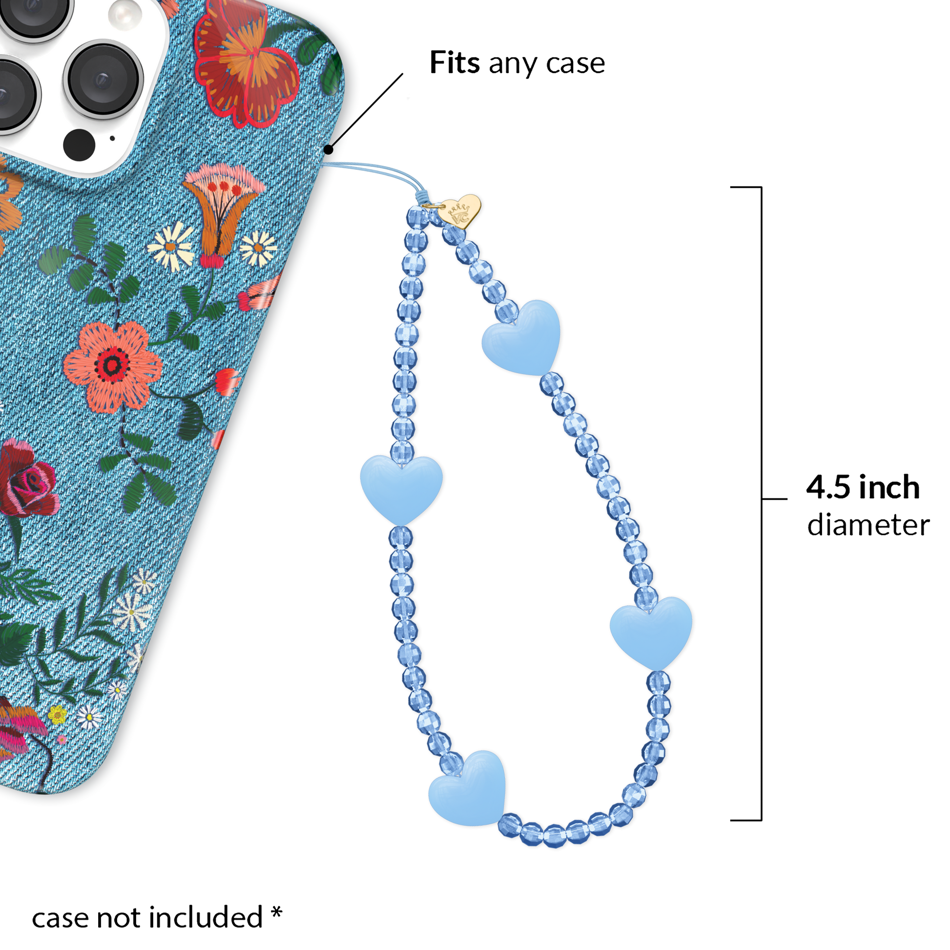 Blue Heart Phone Charm