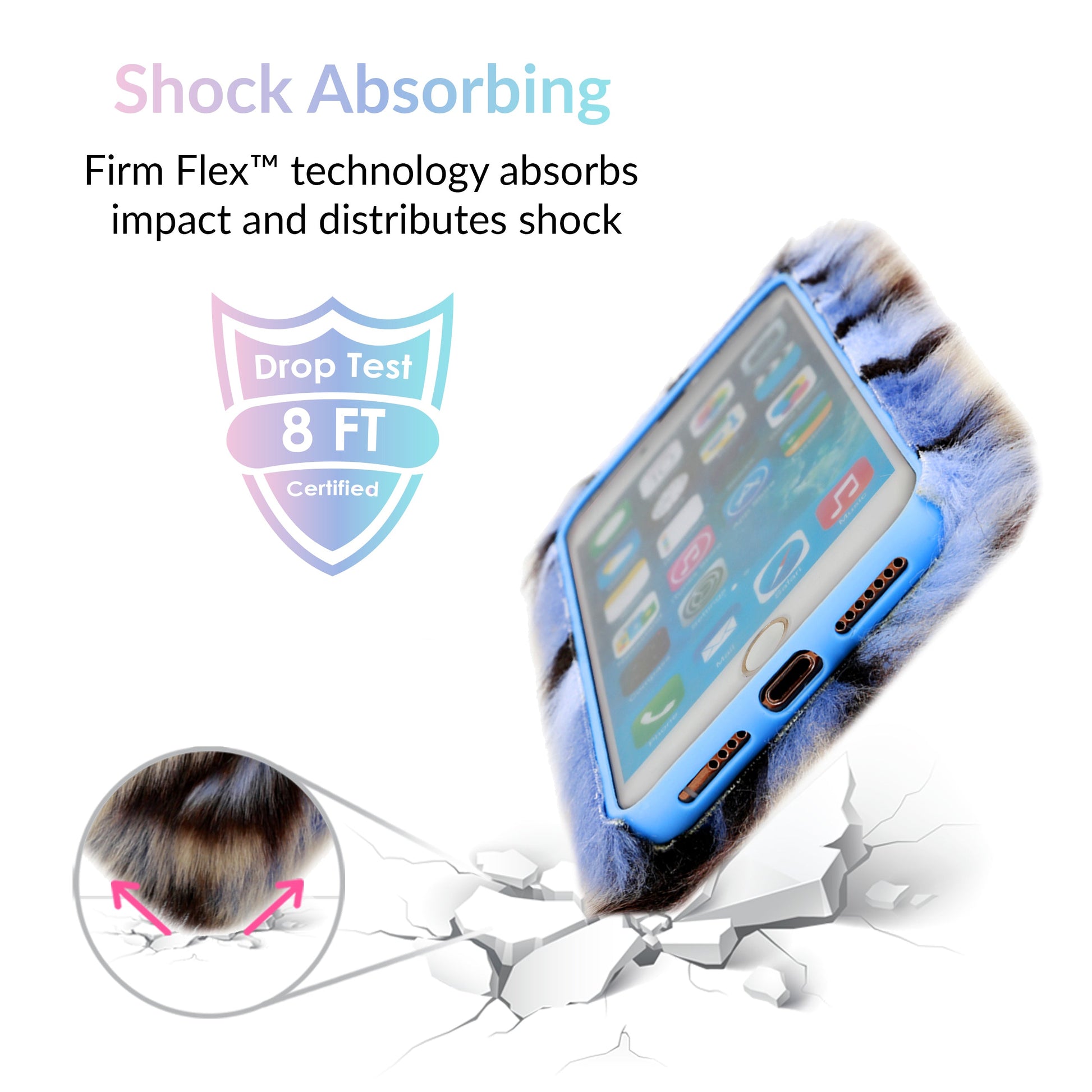 Blue Leopard Faux Fur iPhone Case