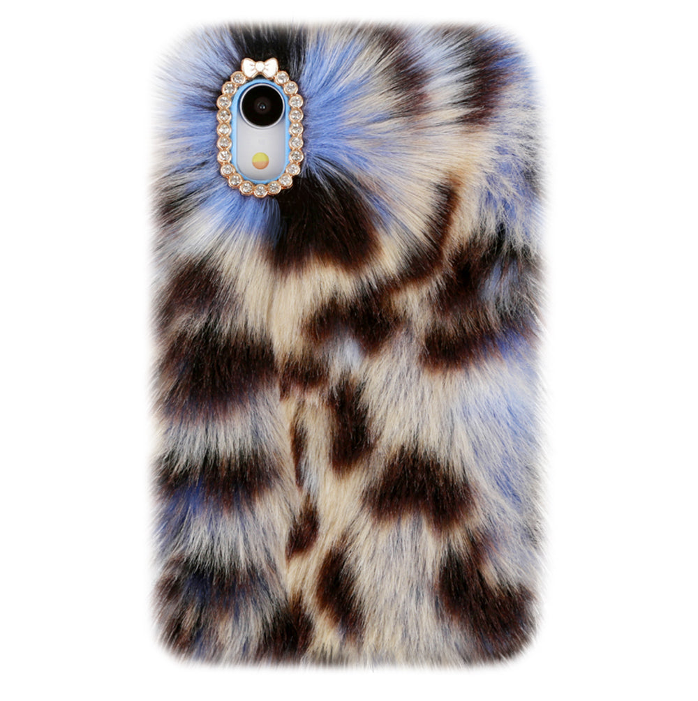 Blue Leopard Faux Fur iPhone Case