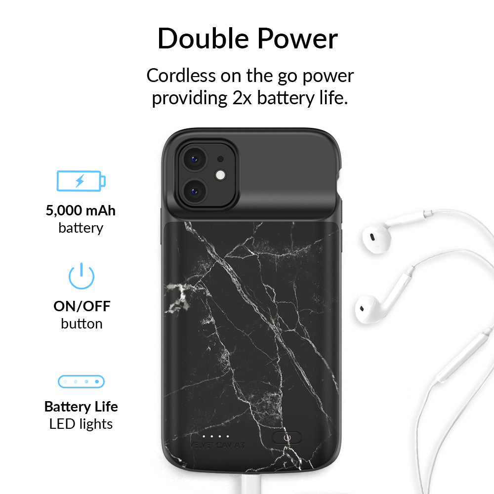 Black Marble iPhone Charging Case