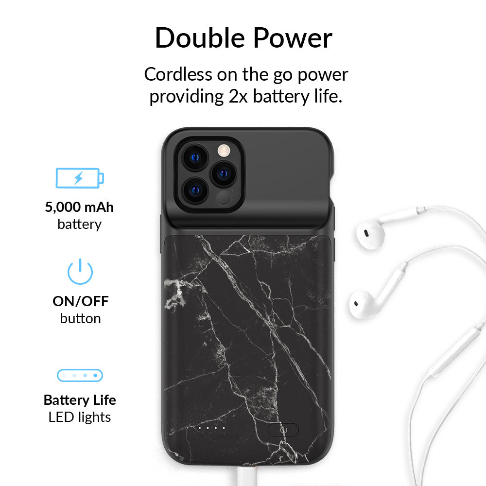 Black Marble iPhone Charging Case