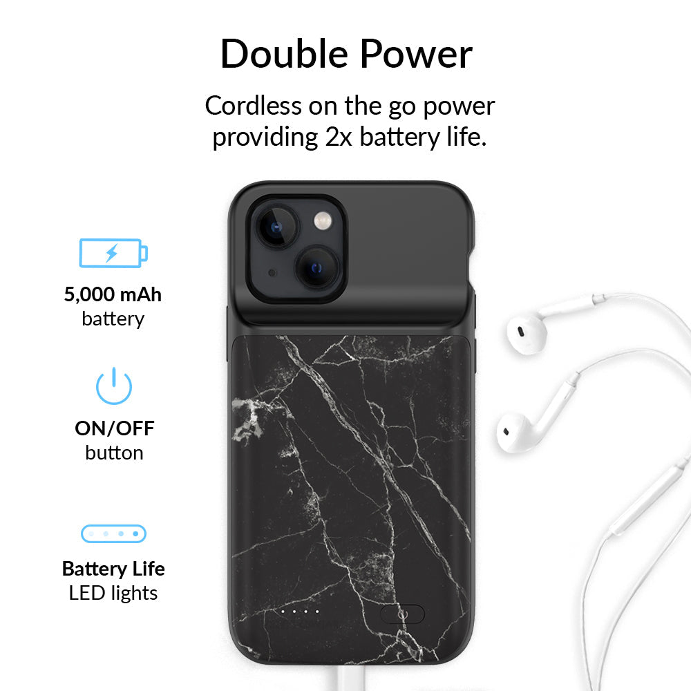 Black Marble iPhone Charging Case