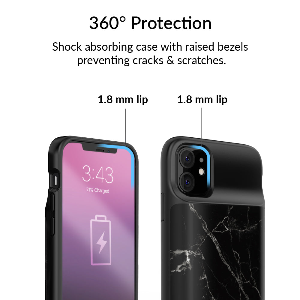 Black Marble iPhone Charging Case