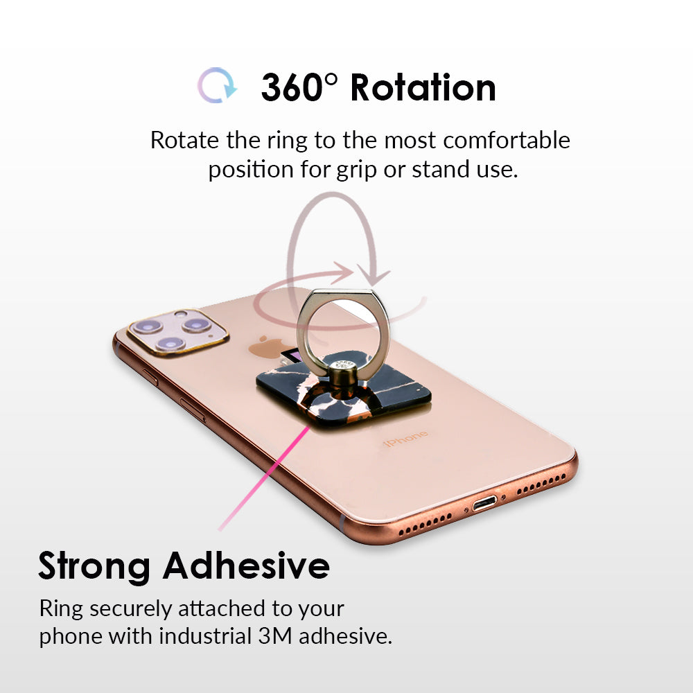 Black Marble Rose Gold Chrome Phone Ring