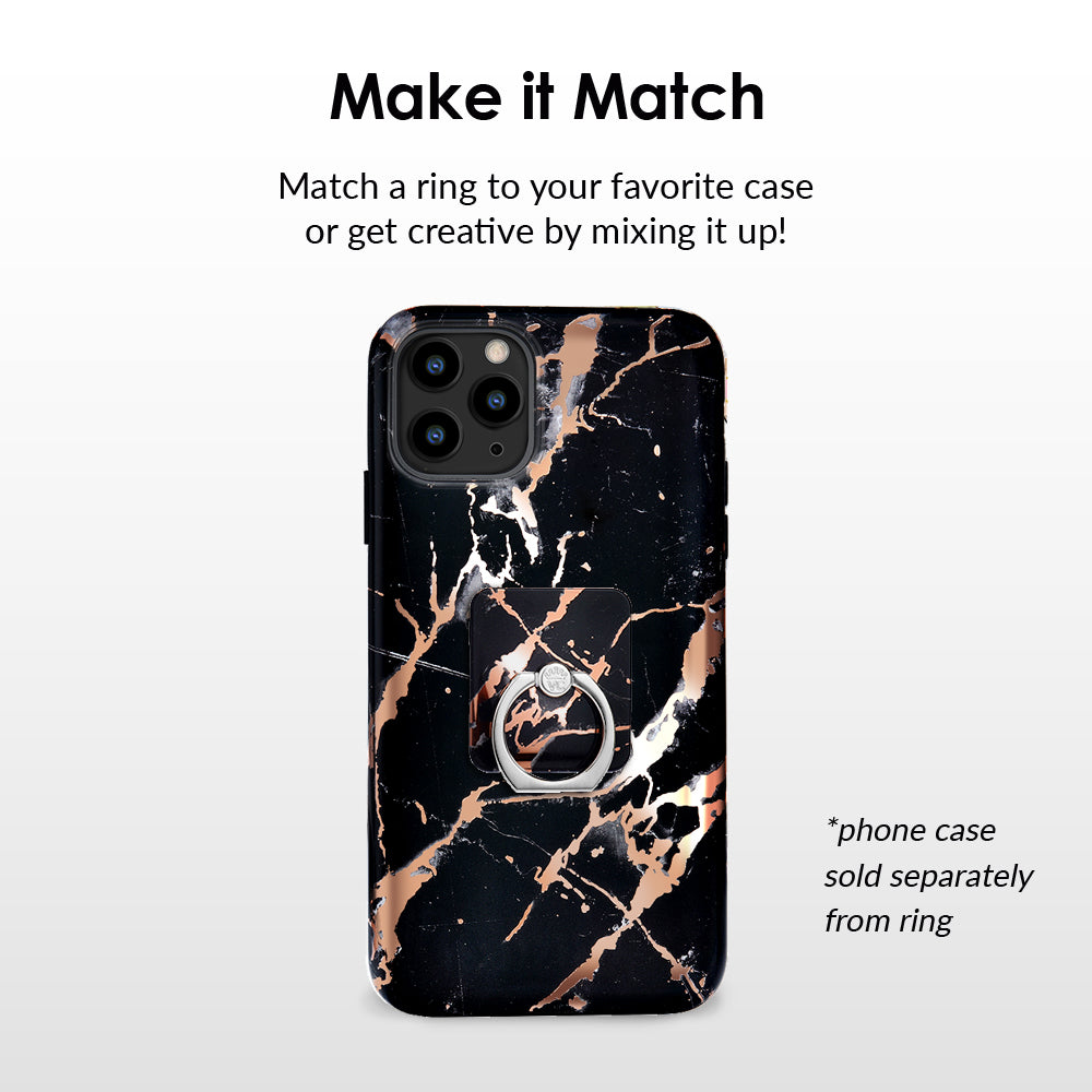 Black Marble Rose Gold Chrome Phone Ring