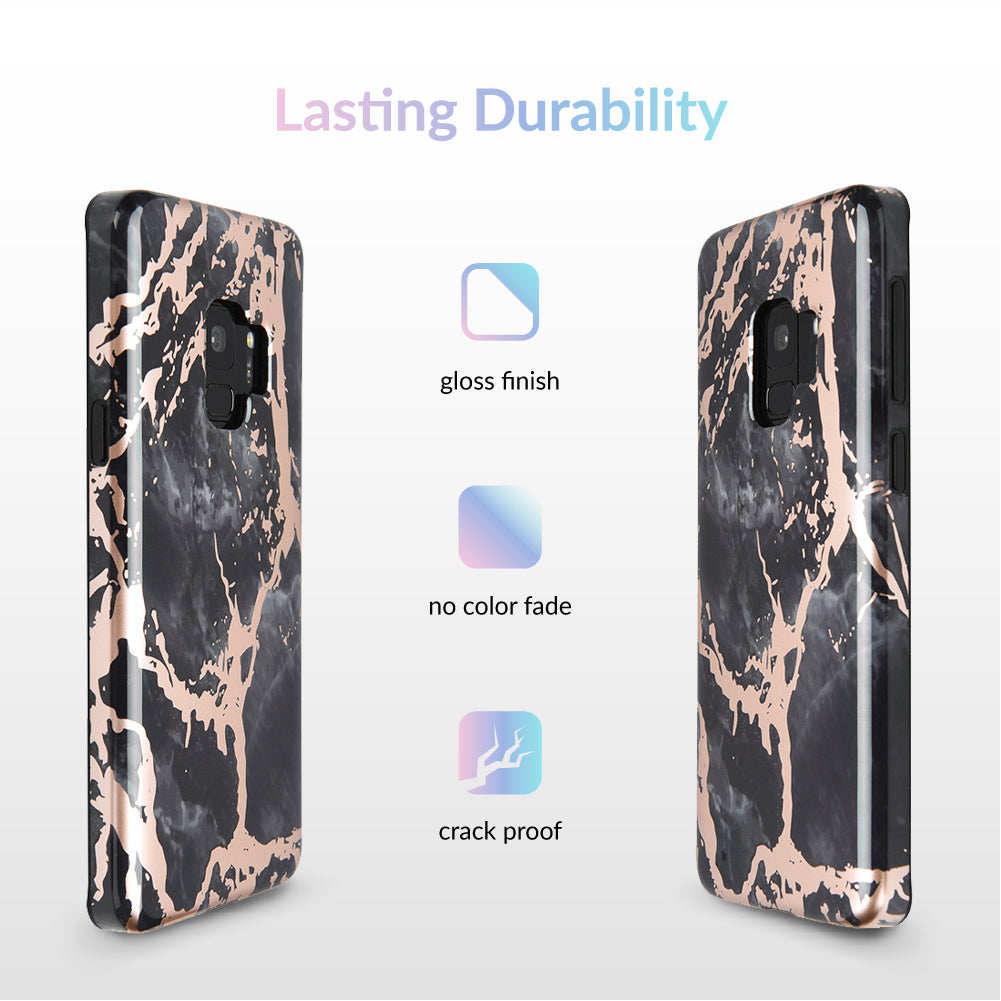 Black Marble Rose Gold Chrome Samsung Galaxy Case