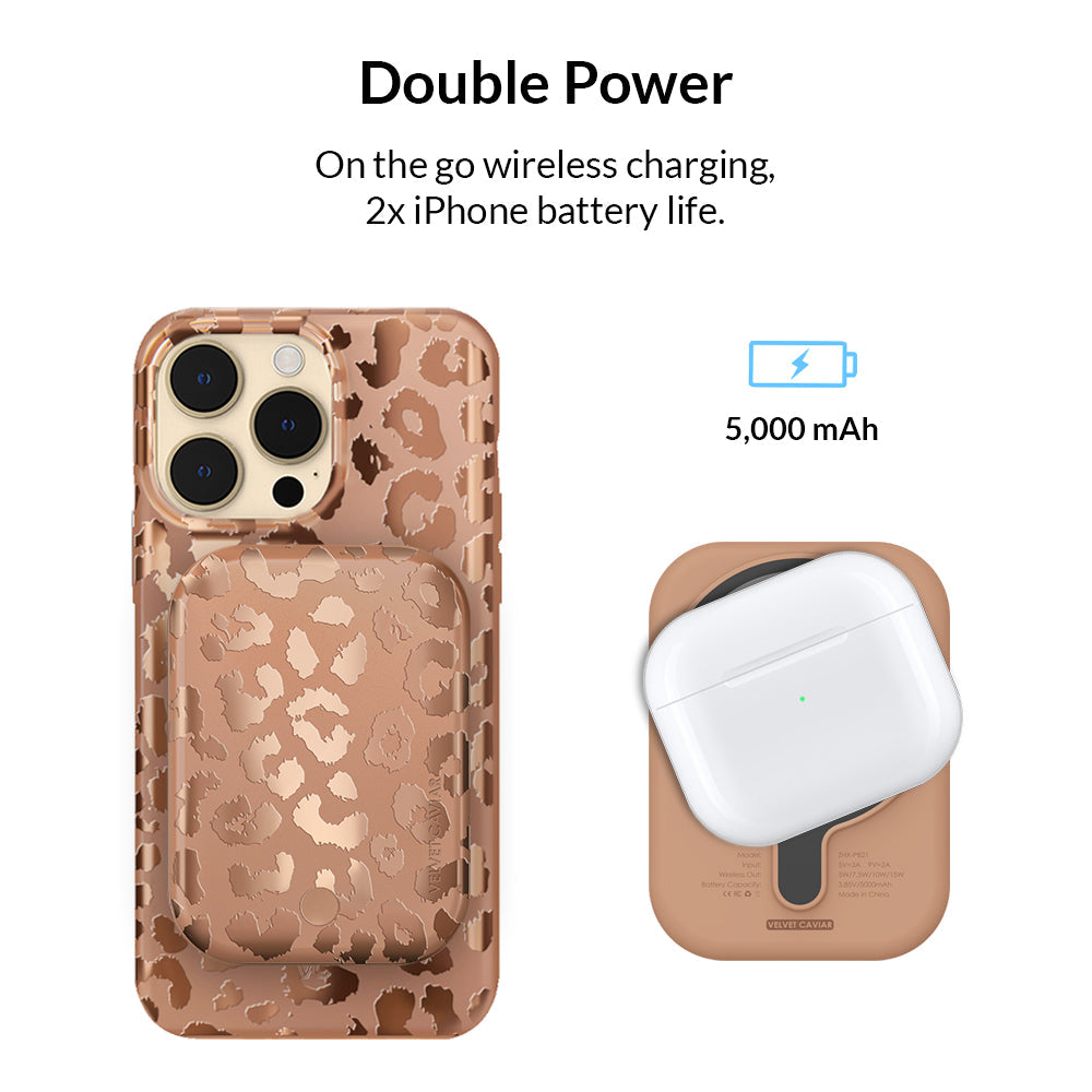 Bronze Leopard MagSafe Battery Power Pack