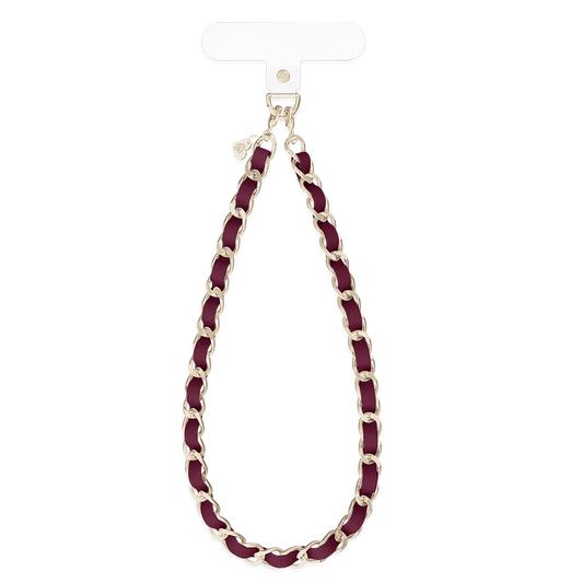 Burgundy Leather Chain Phone Charm
