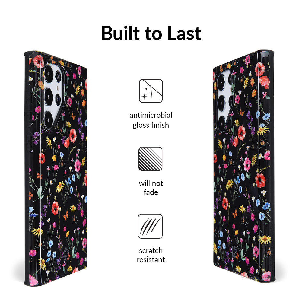 Black Wildflower Samsung Case