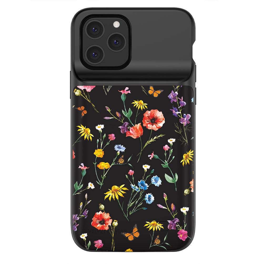 Black Wildflower iPhone Charging Case