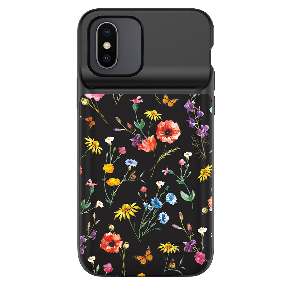 Black Wildflower iPhone Charging Case