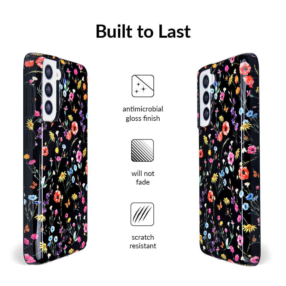 Black Wildflower Samsung Case