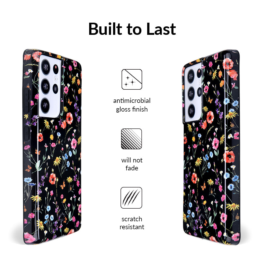 Black Wildflower Samsung Case