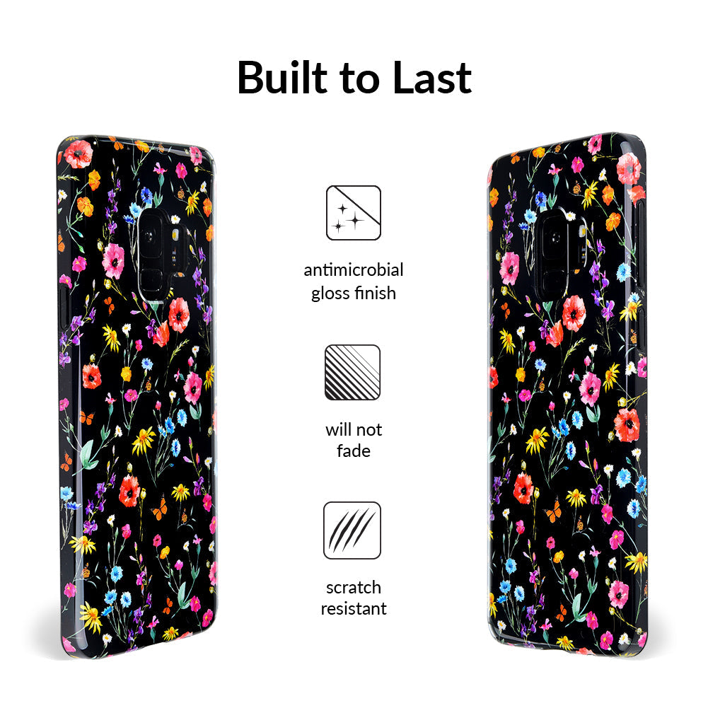 Black Wildflower Samsung Case
