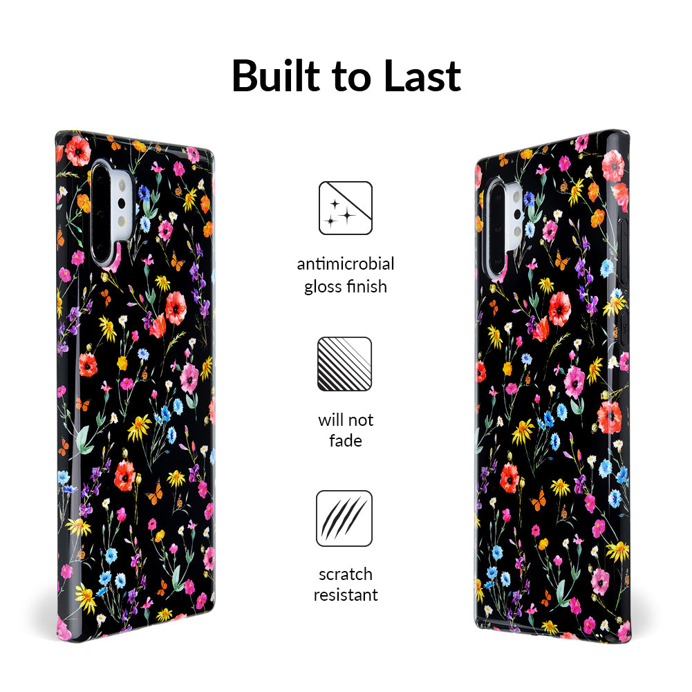 Black Wildflower Samsung Case