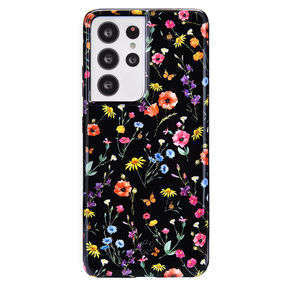 Black Wildflower Samsung Case