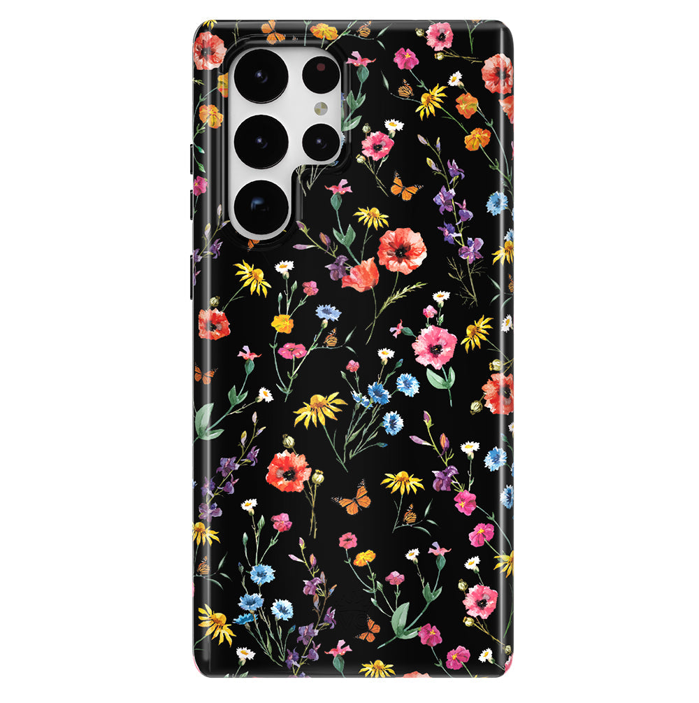 Black Wildflower Samsung Case