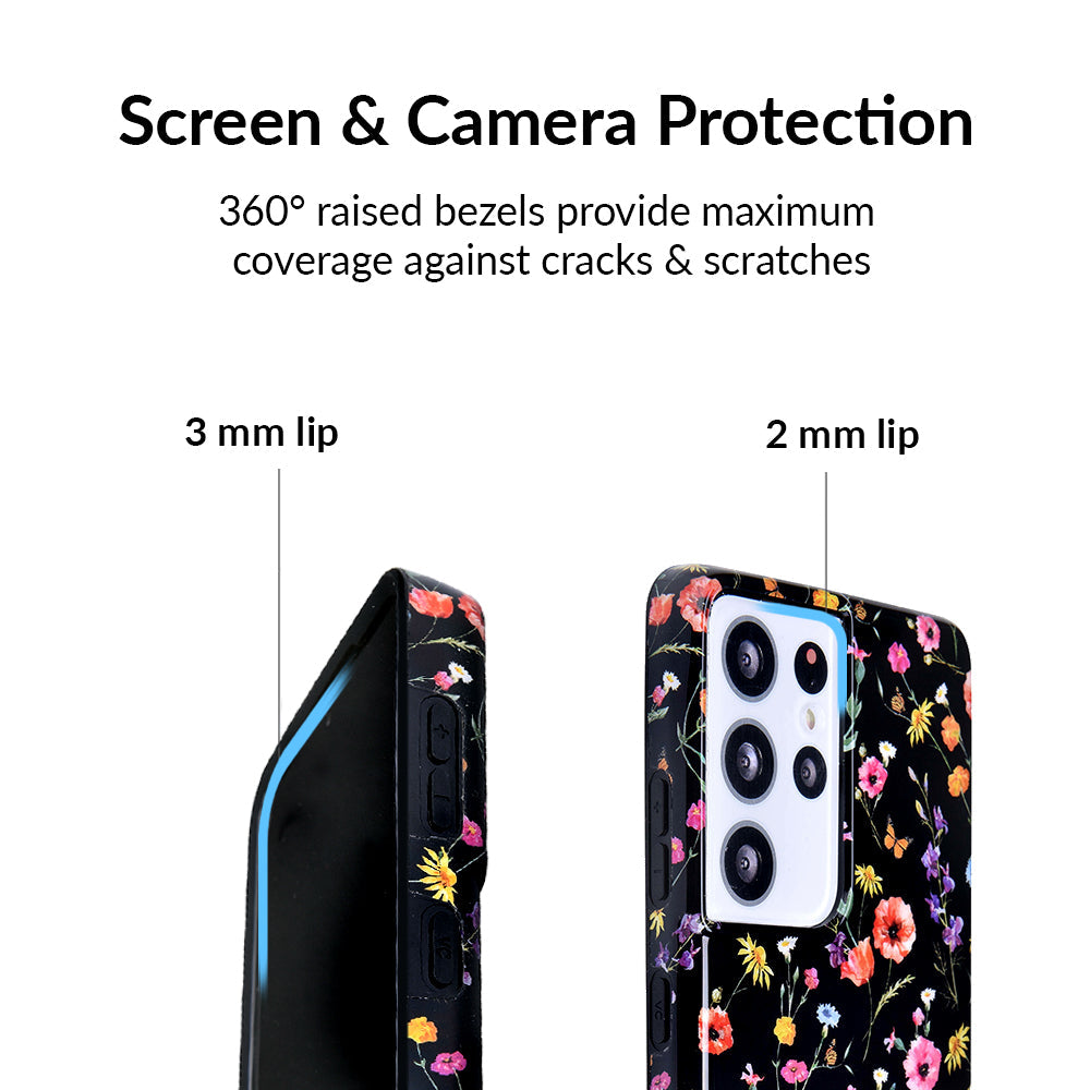 Black Wildflower Samsung Case