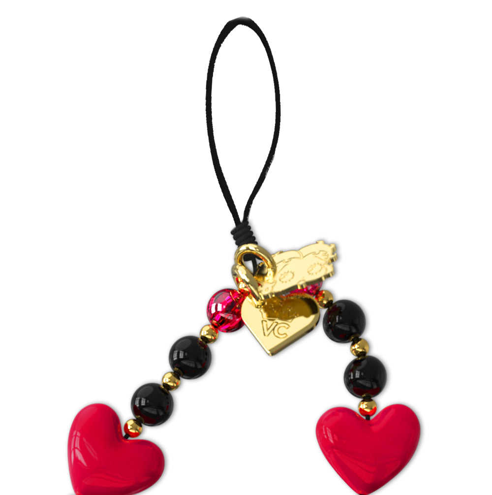 Betty Boop Black Heart Phone Charm