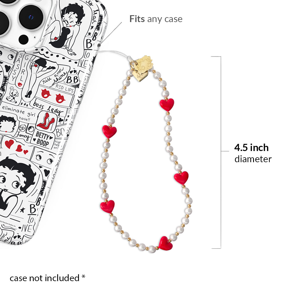 Betty Boop Pearl Heart Phone Charm