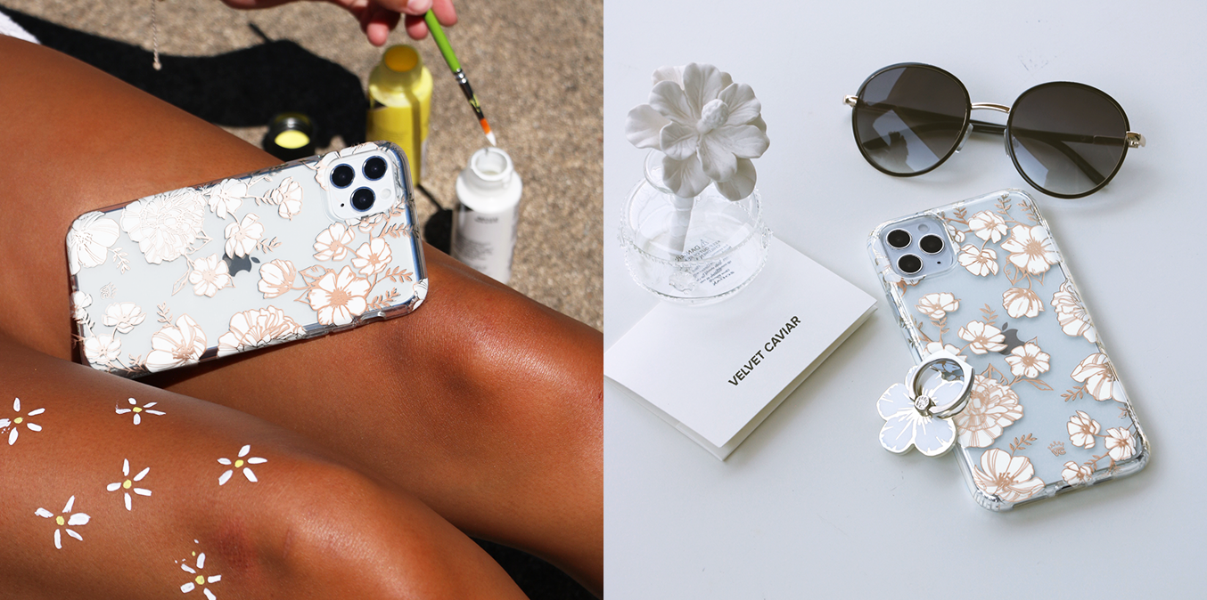 White and Gold Floral Clear iPhone Case