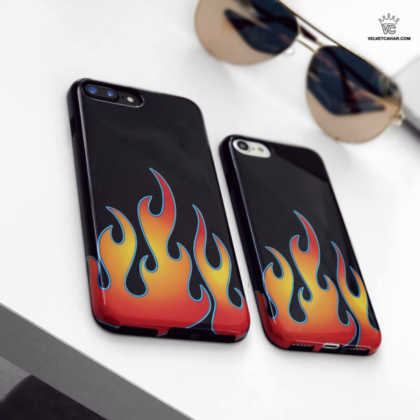Blue Chrome Flames iPhone Case