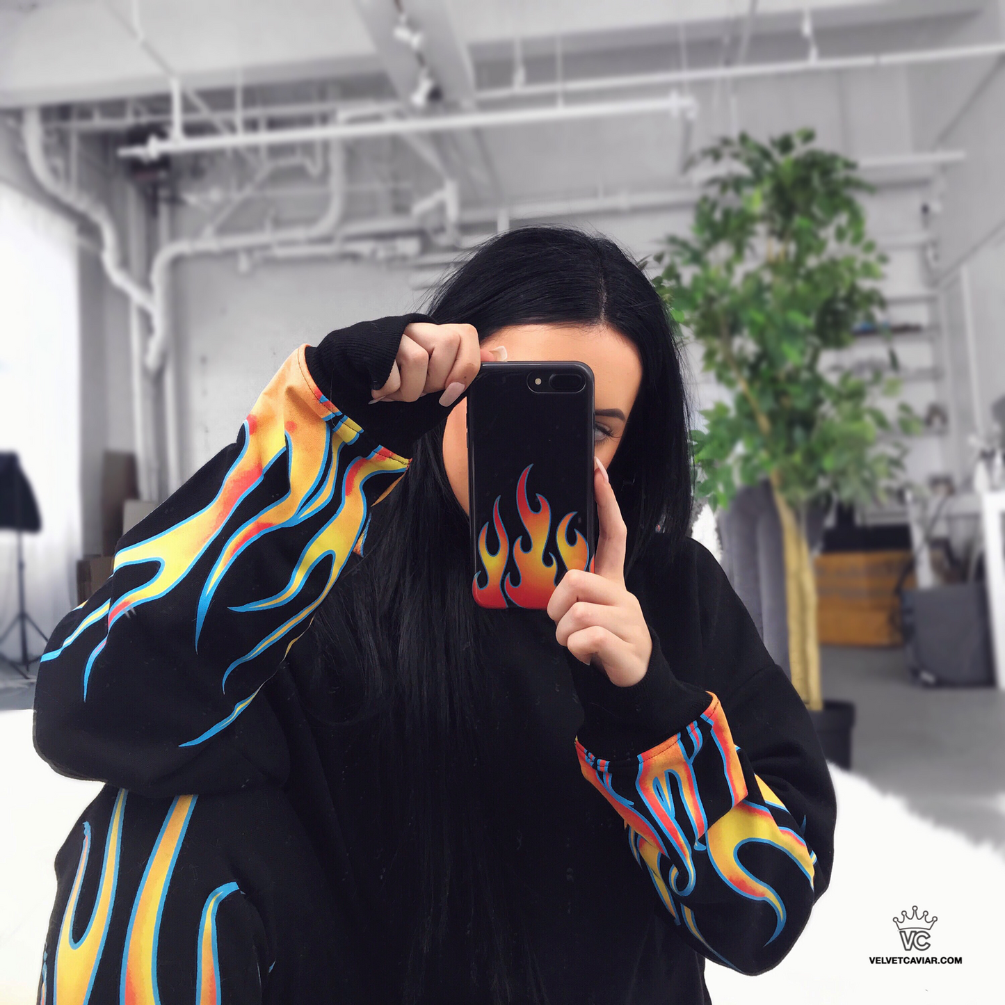 Blue Chrome Flames iPhone Case