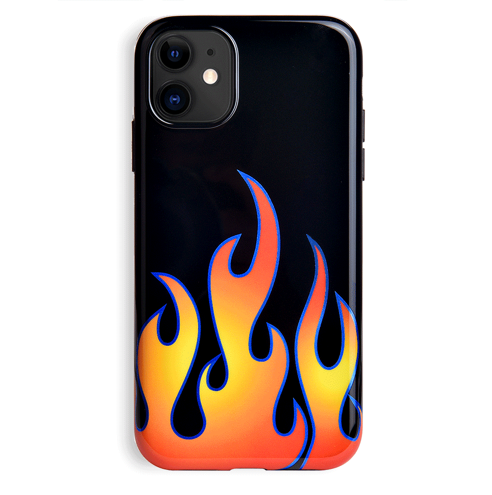 Blue Chrome Flames iPhone Case