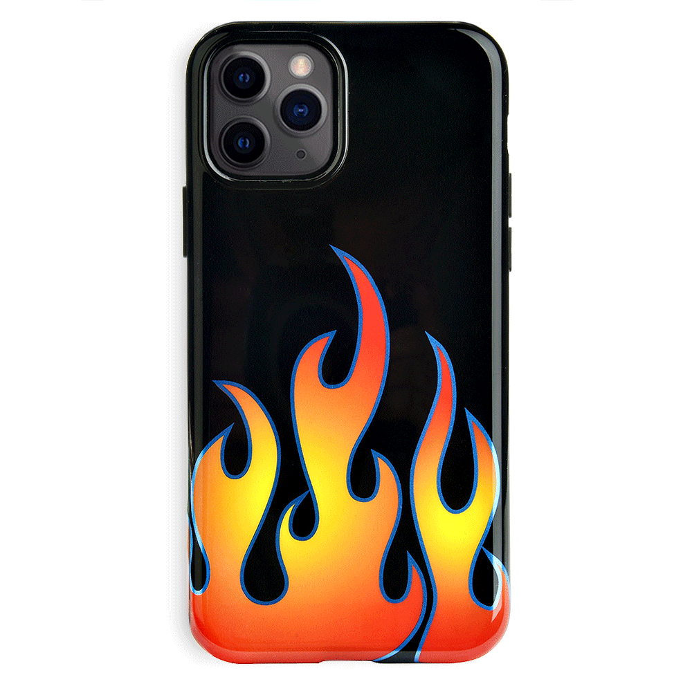 Blue Chrome Flames iPhone Case