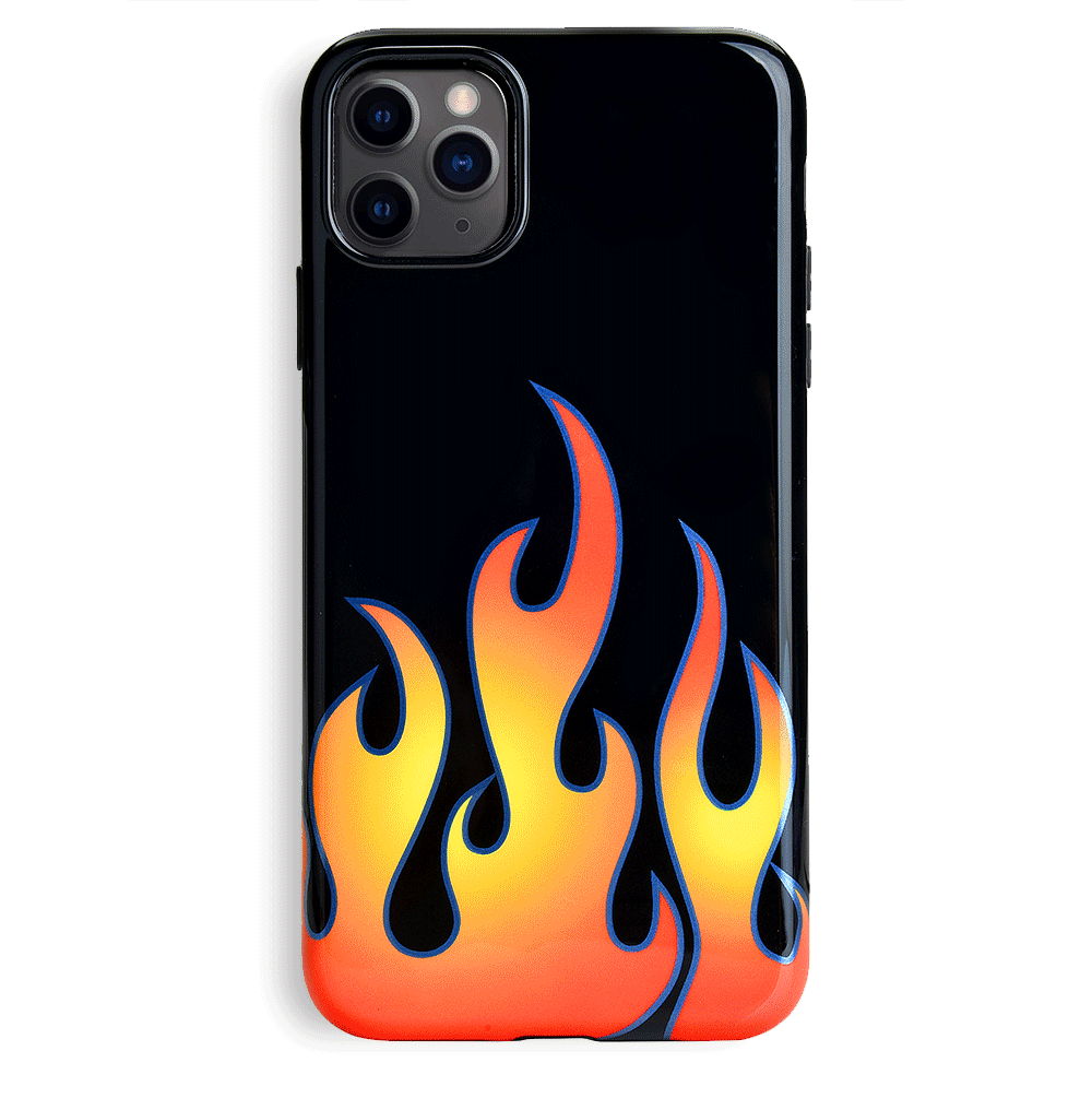 Blue Chrome Flames iPhone Case