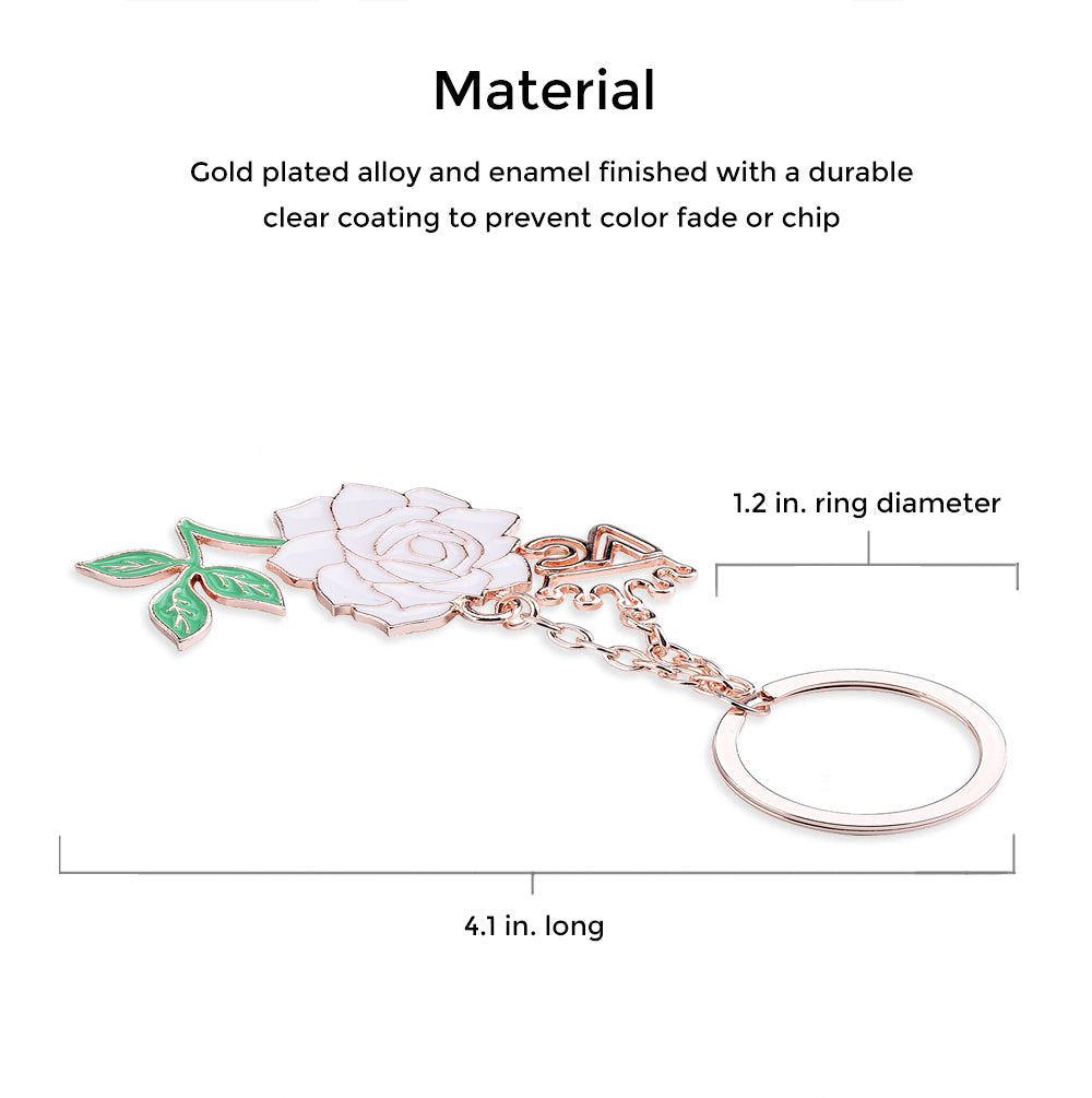 White Rose Keychain