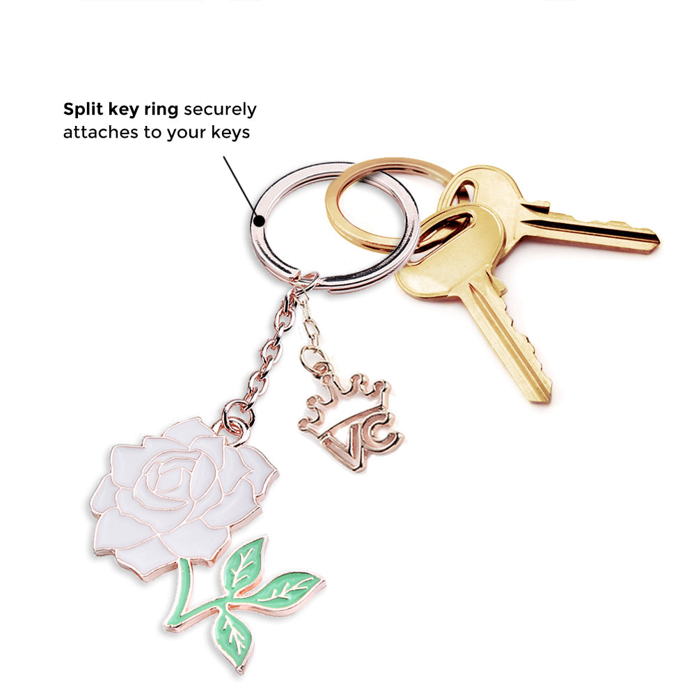 White Rose Keychain
